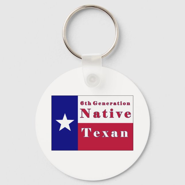 6th Generation Native Texan Flag Key Ring (Front)