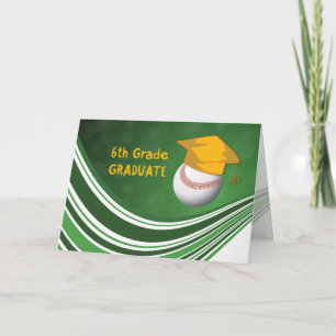 6th Grade Graduation, Softball Ball and Hat Card