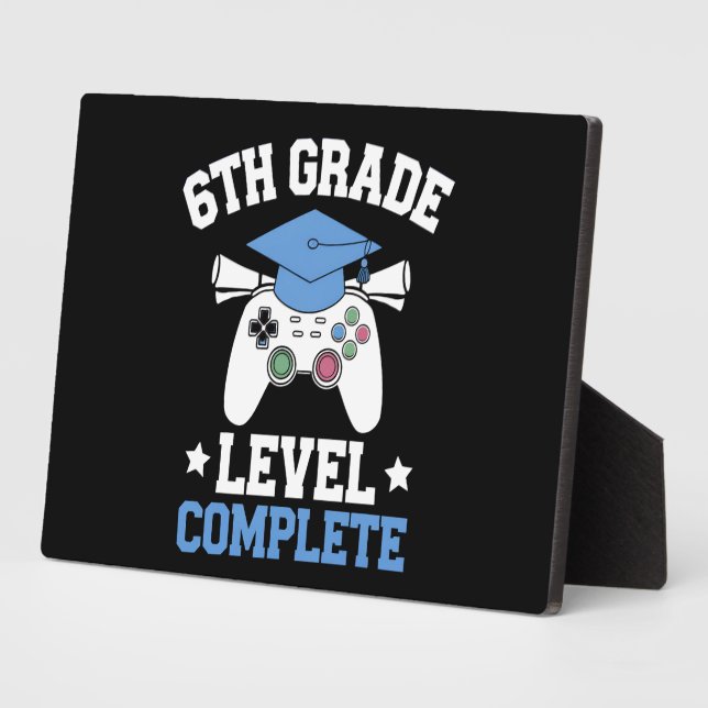 6th Grade Level Complete Gamer Gaming Graduation Plaque (Side)