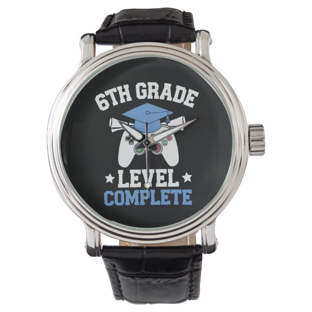 6th Grade Level Complete Gamer Gaming Graduation Watch (Front)