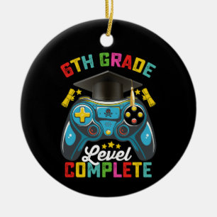 6th Grade Level Complete Graduation Gaming Gamer Ceramic Tree Decoration