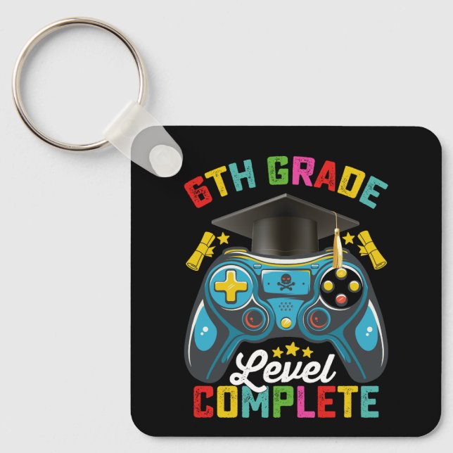 6th Grade Level Complete Graduation Gaming Gamer Key Ring (Front)