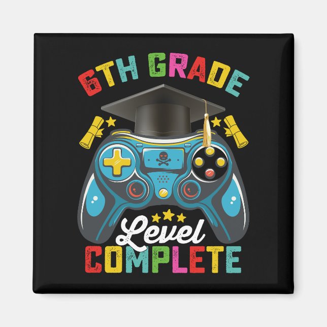 6th Grade Level Complete Graduation Gaming Gamer Magnet (Front)