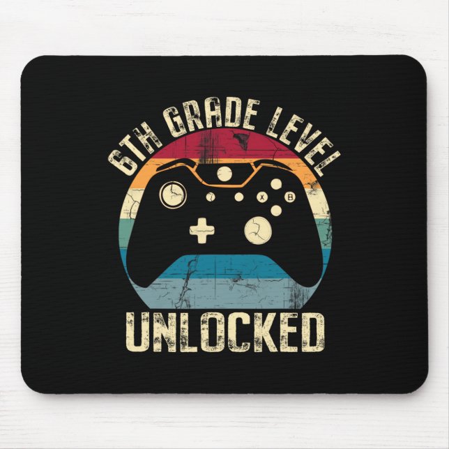 6th Grade Level Unlocked Back To School First Day  Mouse Mat (Front)
