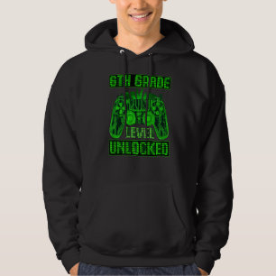6th Grade Level Unlocked Gamer Back To School Boys Hoodie