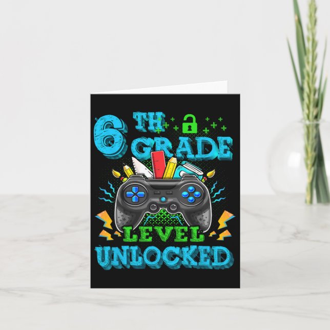 6th Grade Level Unlocked Video Game Back To School Card (Front)