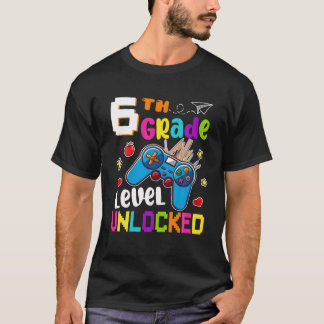 6Th Grade Level Unlocked Video Gamer Boys Back To T-Shirt