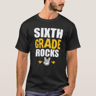 6th Grade Rocks Back To School Music Teacher Stud T-Shirt