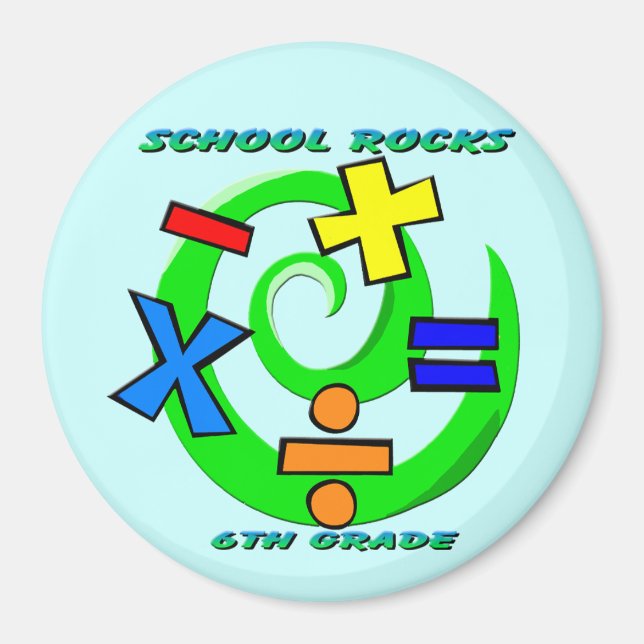 6th Grade Rocks - Math Symbols Magnet (Front)