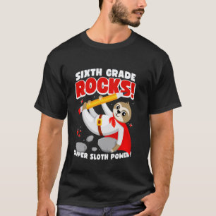 6th Grade Rocks Superhero Sloth Back to School Kid T-Shirt