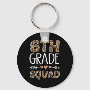 6th Grade Squad Leopard Teacher Student Key Ring