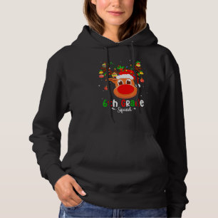 6th Grade Squad Plaid Reindeer Santa Hat Teacher C Hoodie