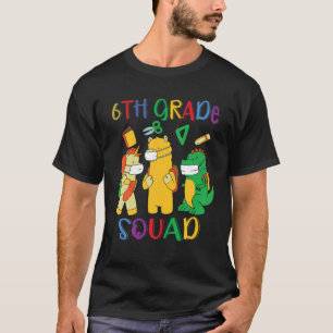 6Th Grade Squad Unicorn Llama And Rex Wearing Mask T-Shirt
