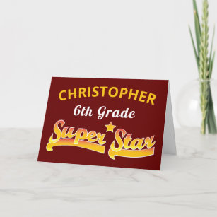 6th Grade Super Star Red School Graduation Card