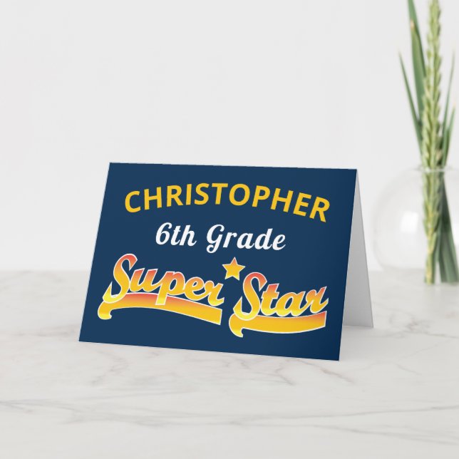 6th Grade Super Star School Graduation Card (Front)