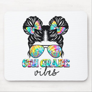6th Grade Vibes Messy Hair Bun Girl Ck To School F Mouse Mat