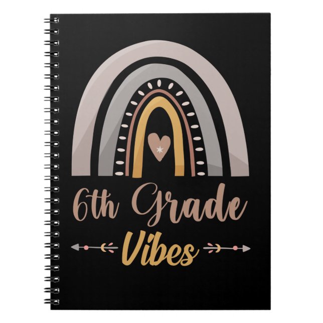 6th Grade Vibes Rainbow Sixth Grade Back to School Notebook (Front)
