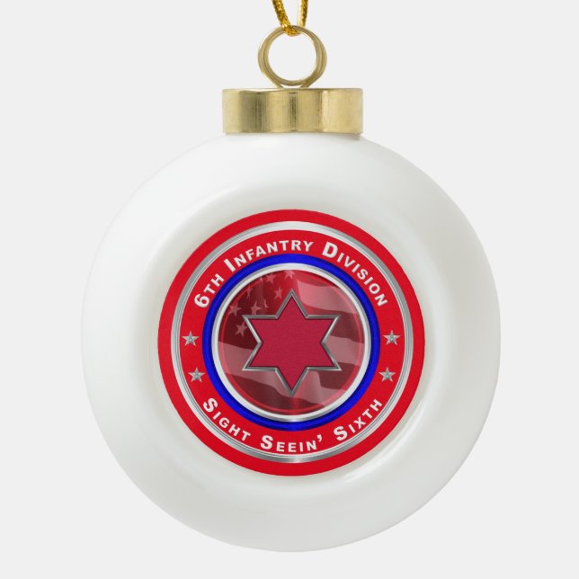 6th Infantry Division Keepsake Ceramic Ball Christmas Ornament (Front)