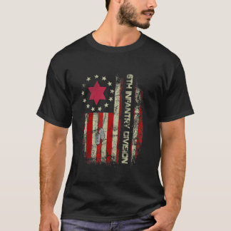 6th Infantry Division Veteran USA Flag Military Ve T-Shirt