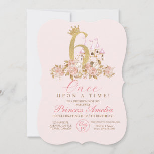 6th Little Princess Birthday  Invitation