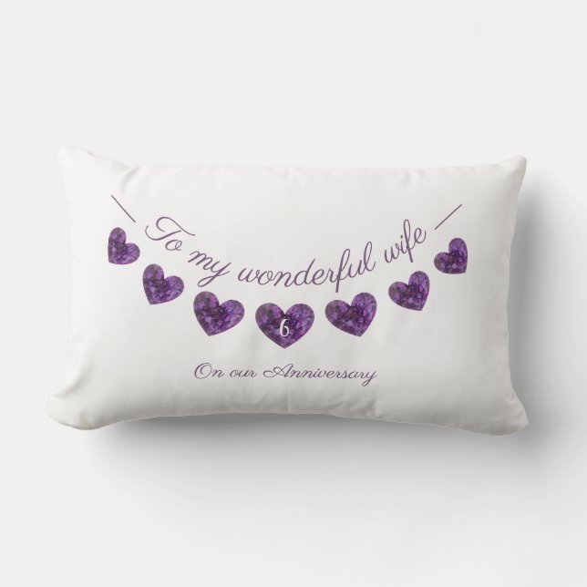 6th or any wedding anniversary wife purple heart lumbar cushion (Front)