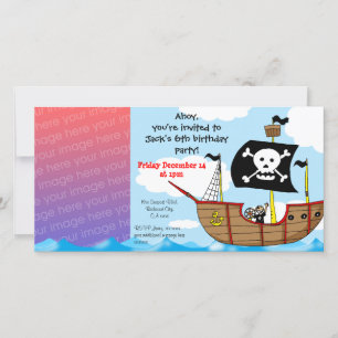 6th pirate birthday boy party invitations