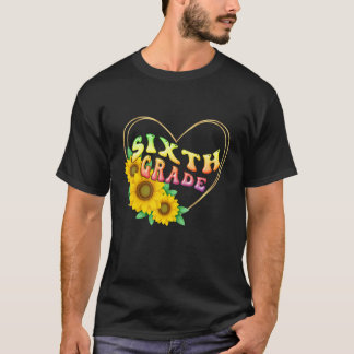6th sixth Grade Floral Heart Back To School Teache T-Shirt