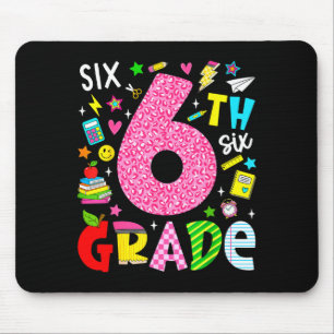 6th sixth grade retro colourful back to school mouse mat