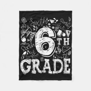 6th Sixth Grade Typography Team Kids Teacher Back Fleece Blanket