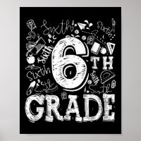 6th Sixth Grade Typography Team Kids Teacher Back 