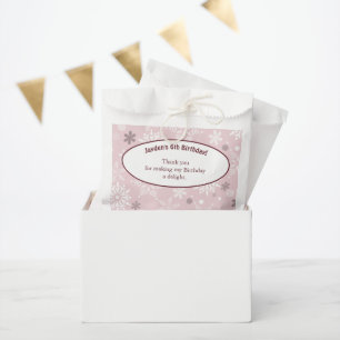 6th Snowflake-Themed Birthday Party Pink  Favour Bags