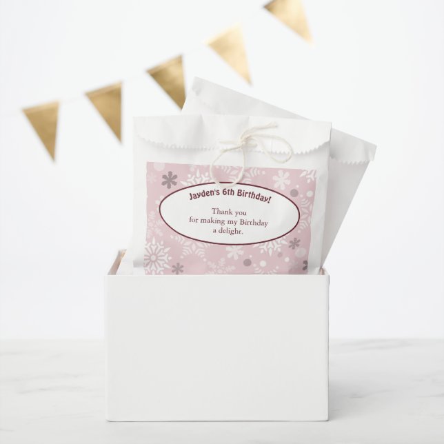 6th Snowflake-Themed Birthday Party Pink  Favour Bags (Party)