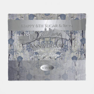 6th Sugar& Iron Wedding Anniversary Fleece Blanket