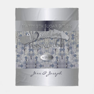 6th Sugar& Iron Wedding Anniversary Fleece Blanket