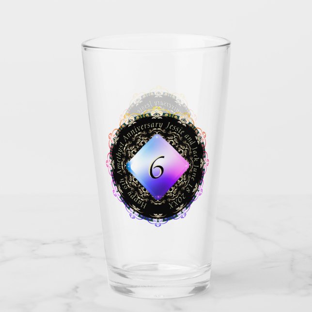 6th Wedding Anniversary Amethyst Glass (Front)
