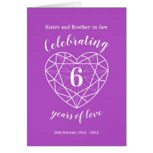 6th wedding anniversary amethyst personalised card