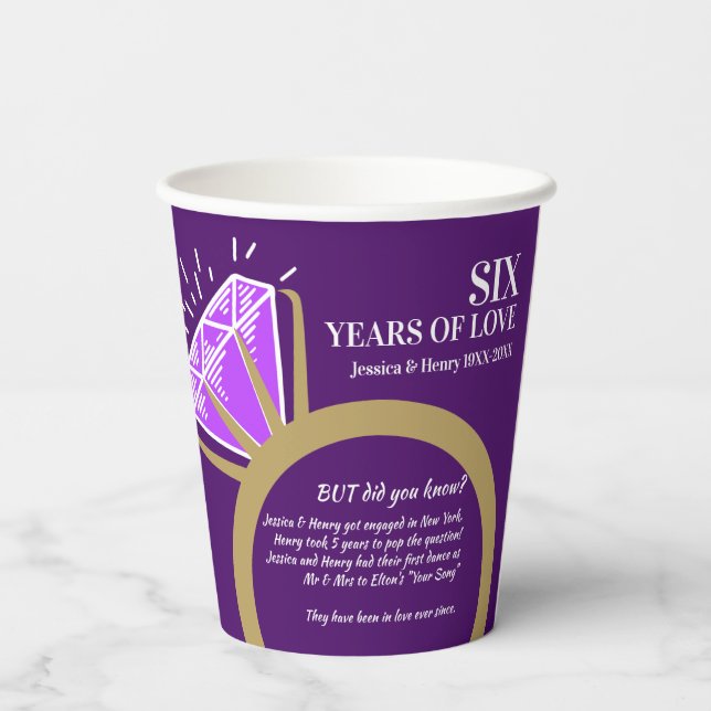 6th wedding anniversary amethyst ring fun facts pa paper cups (Back)