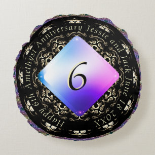 6th Wedding Anniversary Amethyst Round Pillow