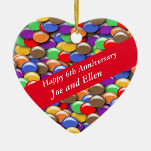 6th Wedding Anniversary Candy, Ceramic Tree Decoration