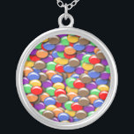 6th Wedding Anniversary Candy, Silver Plated Necklace<br><div class="desc">This lovely silver pendant has a traditional theme,  of candies. It features my painting of colourful sugar coated sweets. A lovely gift for a lady,  perfect to combine with a matching earrings and card for a truly co-ordinated gift.</div>