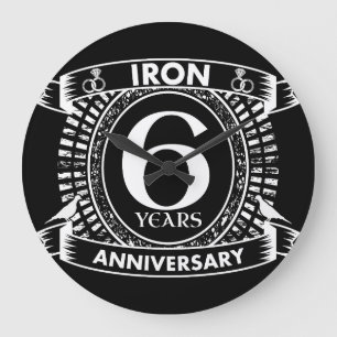 6th wedding anniversary distressed crest large clock