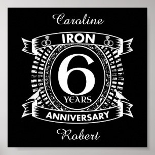 6th wedding anniversary distressed crest poster