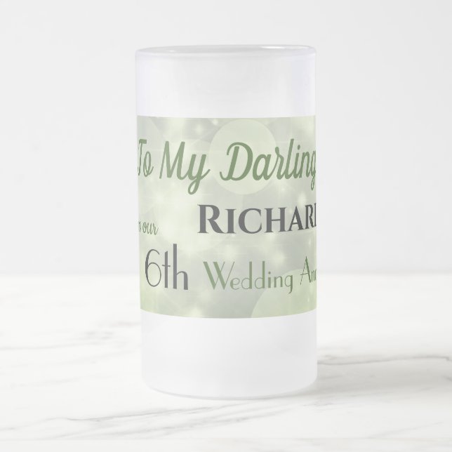 6th Wedding Anniversary Husband  Frosted Glass Beer Mug (Center)