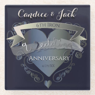 6th Wedding Anniversary Iron Glass Coaster