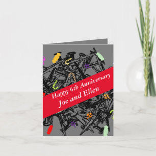 6th Wedding Anniversary, Nails and Candy, Card