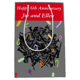 6th Wedding Anniversary, Nails and Candy Medium Gift Bag