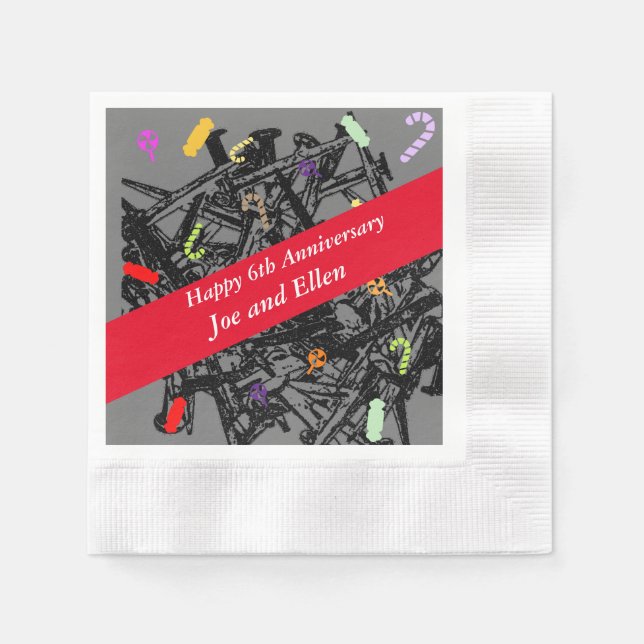 6th Wedding Anniversary, Nails and Candy Napkin (Front)