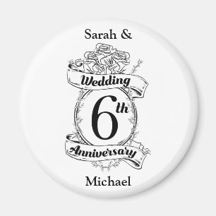 6TH Wedding Anniversary Roses Magnet