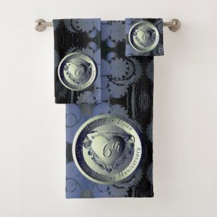 6th Wedding Anniversary Steampunk Iron Medallion Bath Towel Set