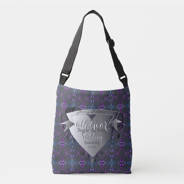 6th Wedding Anniversary Sugar,Iron, Amethyst  Crossbody Bag (Front)